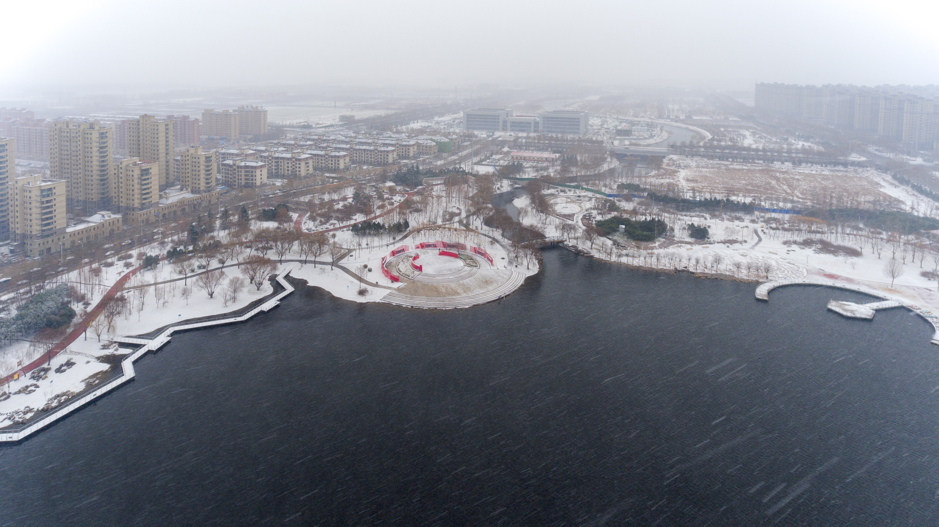 汶上下雪喽！汶上南湖雪景