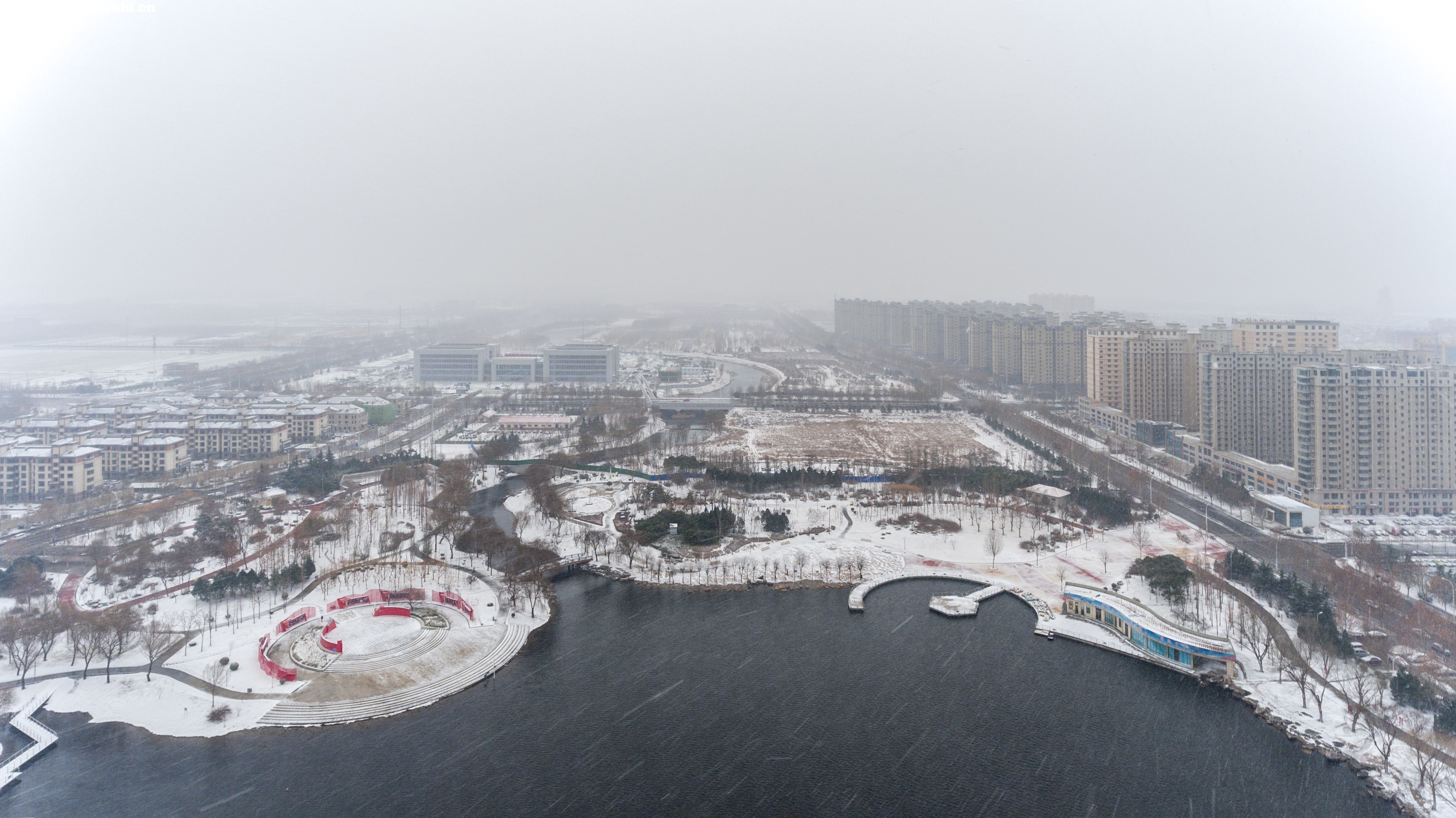 汶上下雪喽！汶上南湖雪景